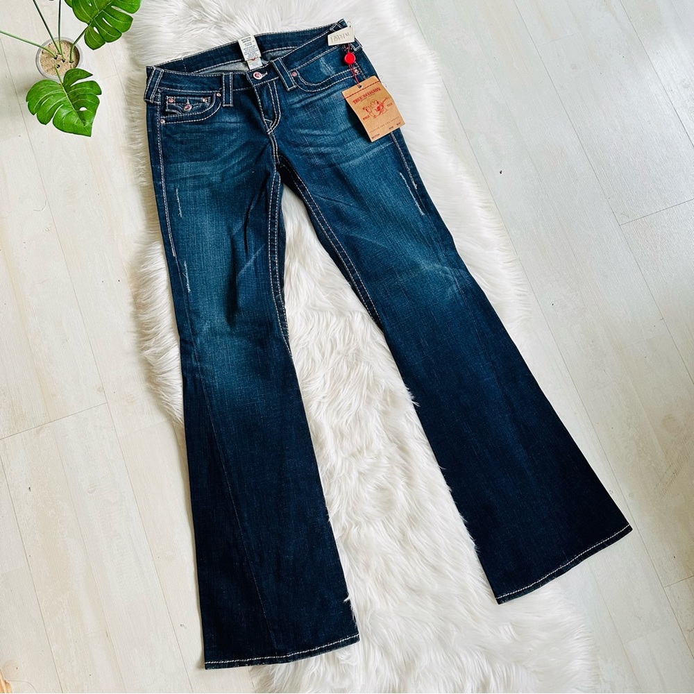 NWT True Religion Swarovski Crystals Flare Leg Jeans Made in USA, 29